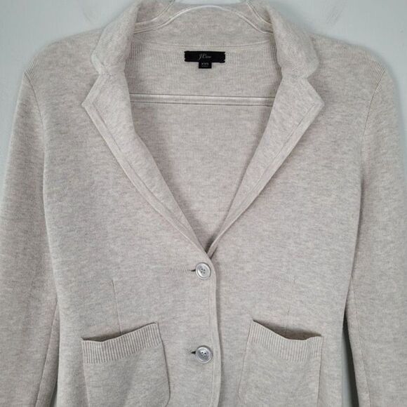 J. Crew XXS Schoolboy Sweater Blazer Merino Wool Cotton Cardigan Cream Beige - Picture 2 of 11